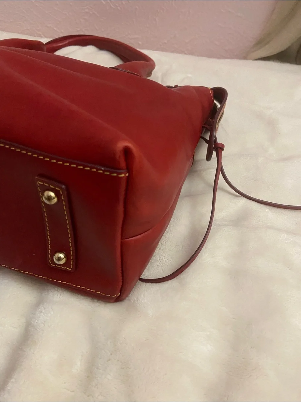 Dooney & Bourke Red Floretine Leather Double-Pocket tote bag plus dust bag